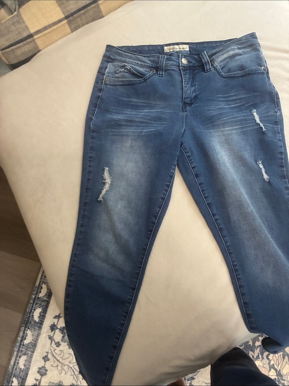 Royalty For Me Dark Blue Skinny Jeans with Distressed Accents